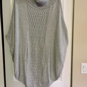 CAbi Light Gray Cable Knit Poncho